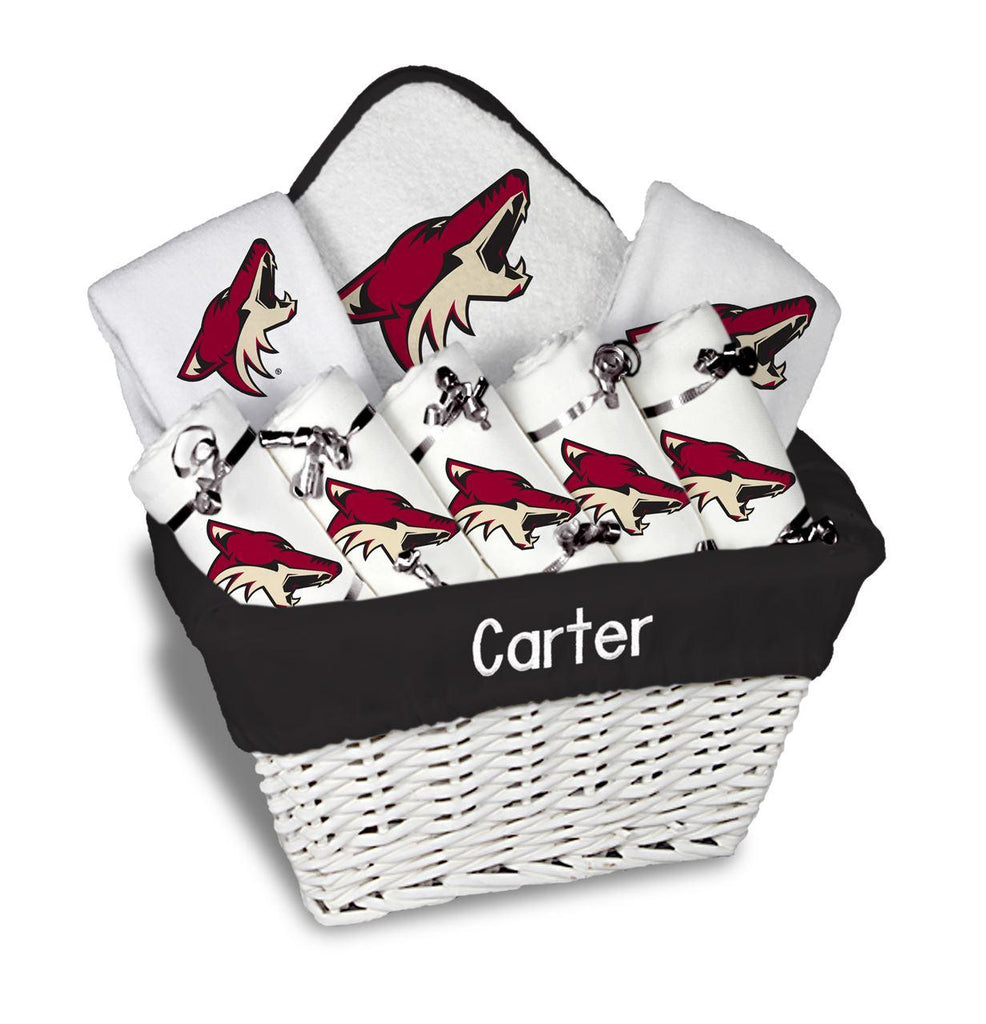 Personalized Arizona Coyotes Large Basket - 9 Items - Designs by Chad & Jake