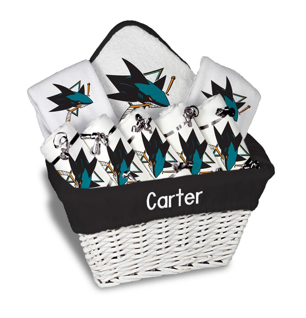 Personalized San Jose Sharks Large Basket - 9 Items - Designs by Chad & Jake