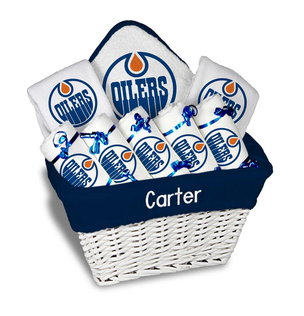 Personalized Edmonton Oilers Large Basket - 9 Items - Designs by Chad & Jake