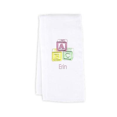 Personalized Burp Cloth with ABC Blocks Pastel - Designs by Chad & Jake