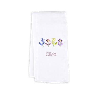 Personalized Burp Cloth with Flowers - Designs by Chad & Jake