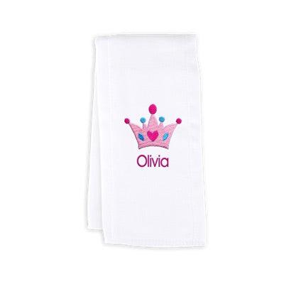 Personalized Burp Cloth with Crown - Designs by Chad & Jake