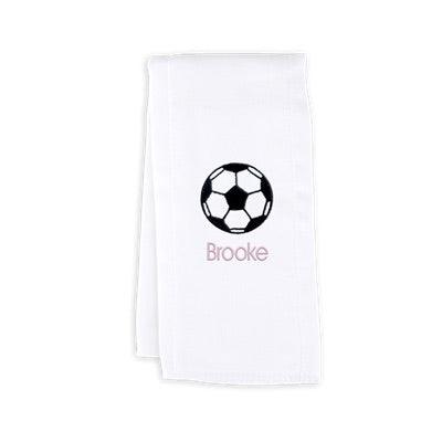 Personalized Burp Cloth with Soccer Ball - Designs by Chad & Jake