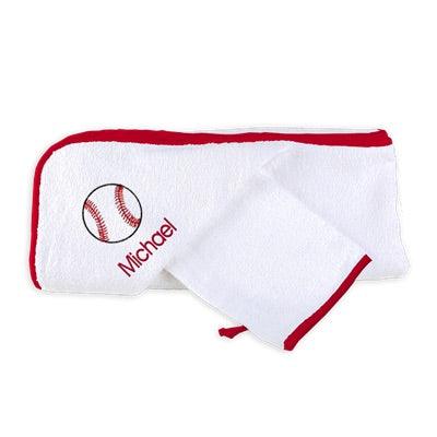 Personalized Basic Hooded Towel Set with Baseball - Designs by Chad & Jake