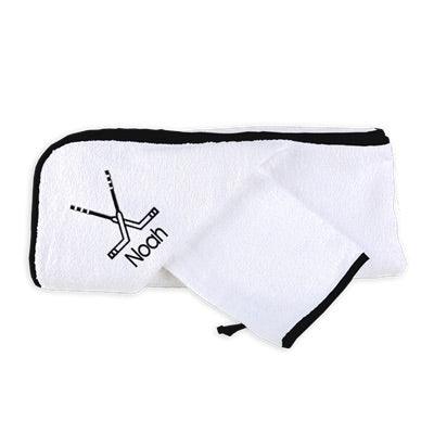 Personalized Basic Hooded Towel Set with Hockey Sticks - Designs by Chad & Jake