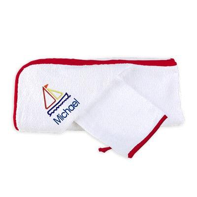 Personalized Basic Hooded Towel Set with Sail Boat - Designs by Chad & Jake
