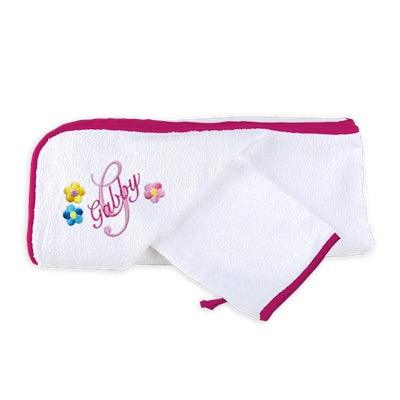 Personalized Basic Hooded Towel Set with Flowers and Initial - Designs by Chad & Jake