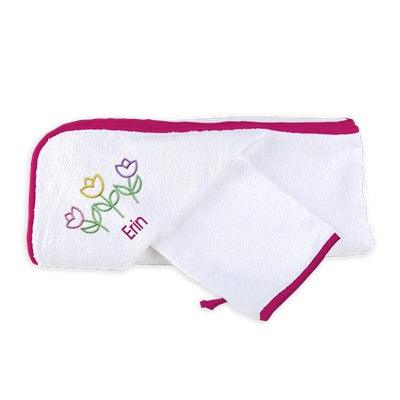 Personalized Basic Hooded Towel Set with Three Tulips - Designs by Chad & Jake