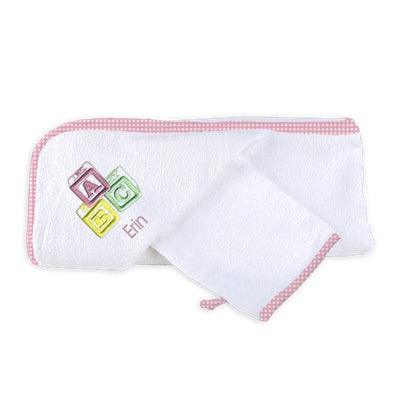 Personalized Basic Hooded Towel Set with ABC Blocks Pastel - Designs by Chad & Jake
