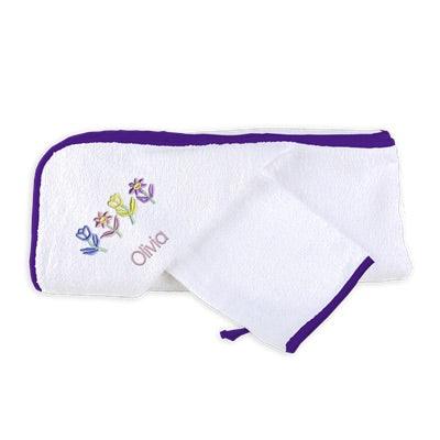 Personalized Basic Hooded Towel Set with Flowers - Designs by Chad & Jake