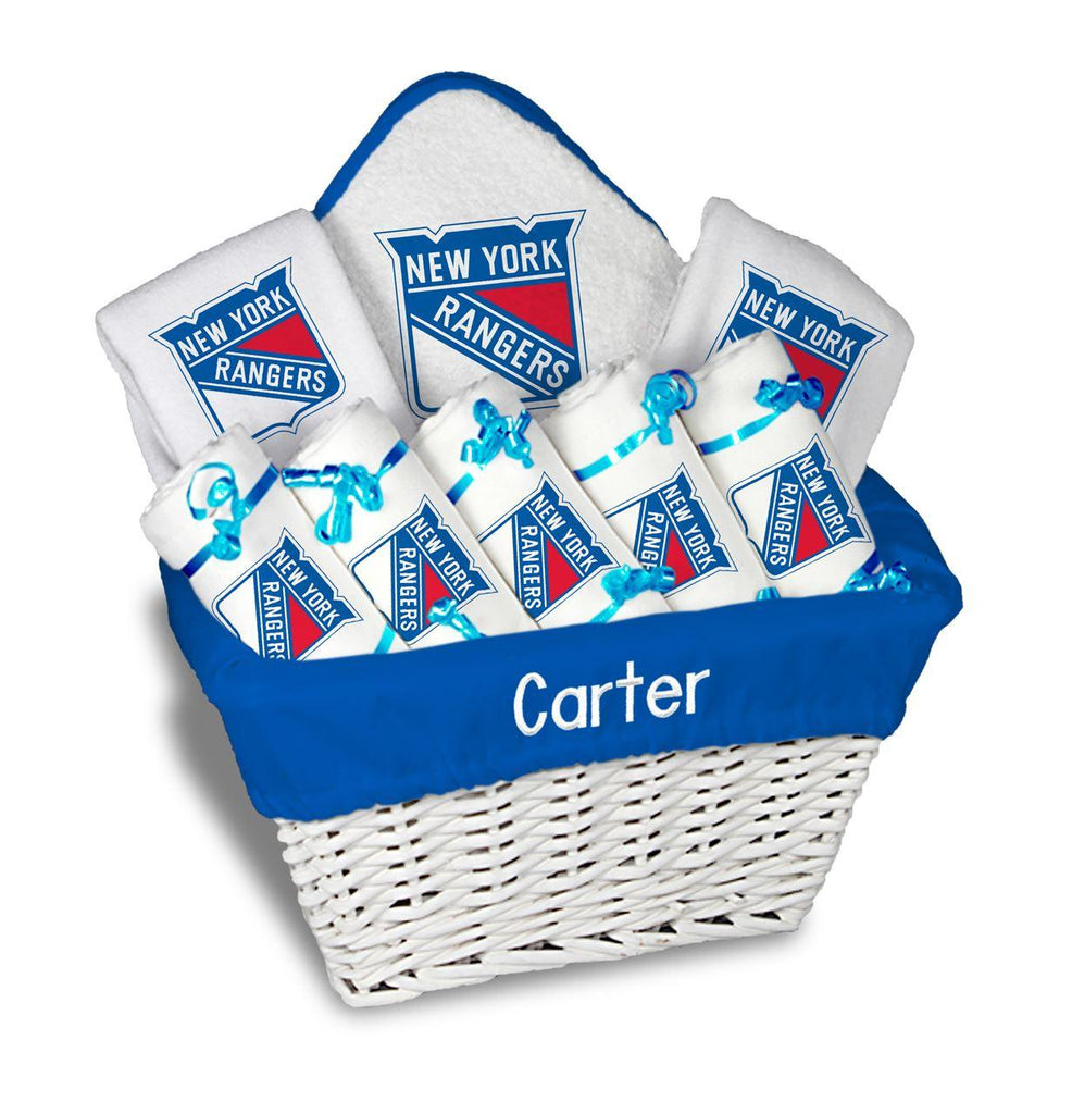 Personalized New York Rangers Large Basket - 9 Items - Designs by Chad & Jake