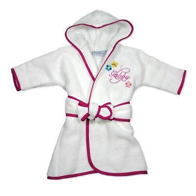 Personalized Basic Infant Robe with Flowers and Initial - Designs by Chad & Jake