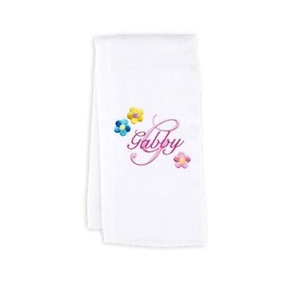 Personalized Burp Cloth with Flowers and Initial - Designs by Chad & Jake