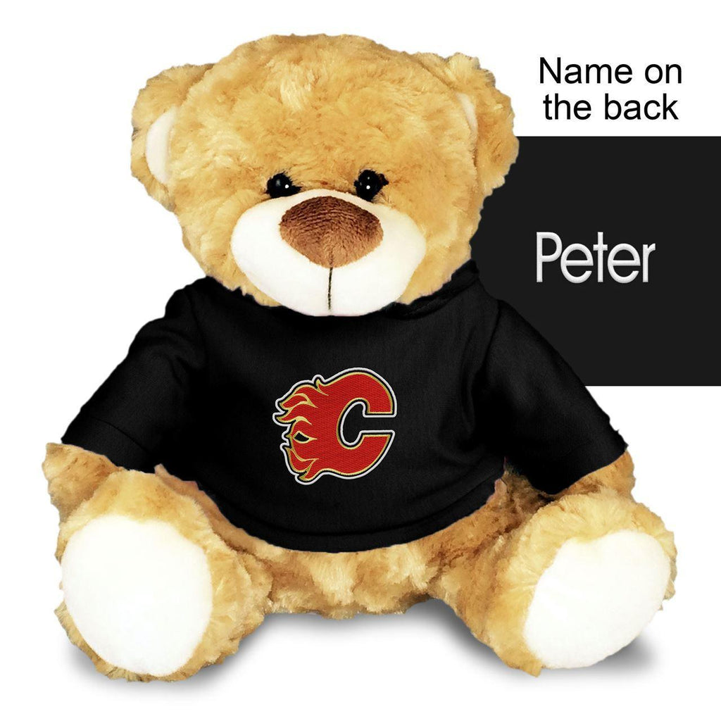 Personalized Calgary Flames 10" Plush Bear - Designs by Chad & Jake