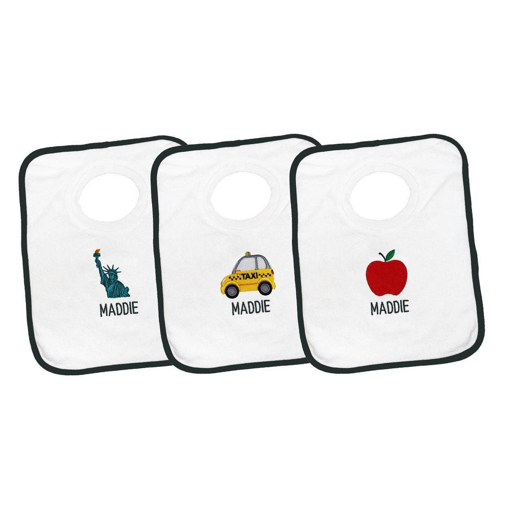 Personalized Emoji Bib - 3 Pack NYC Theme Gift Box - Designs by Chad & Jake