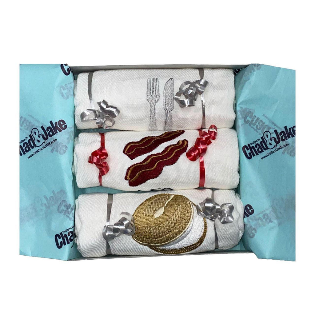Personalized Emoji Burp Cloth - 3 Pack Breakfast Gift Box - Designs by Chad & Jake