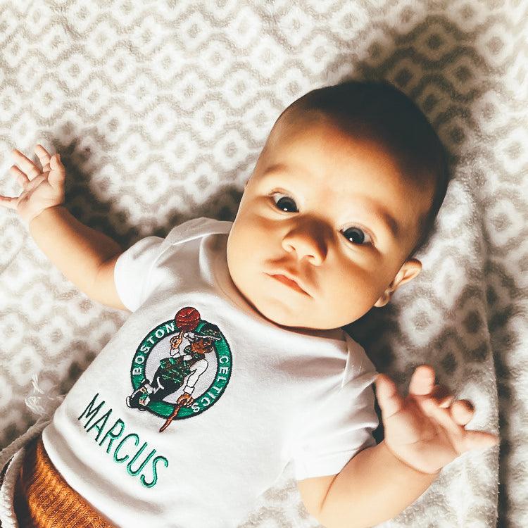 Infant Black Boston Celtics Personalized Bodysuit