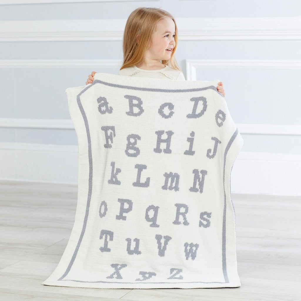 Personalized Grey ABC Chenille Blanket - Designs by Chad & Jake