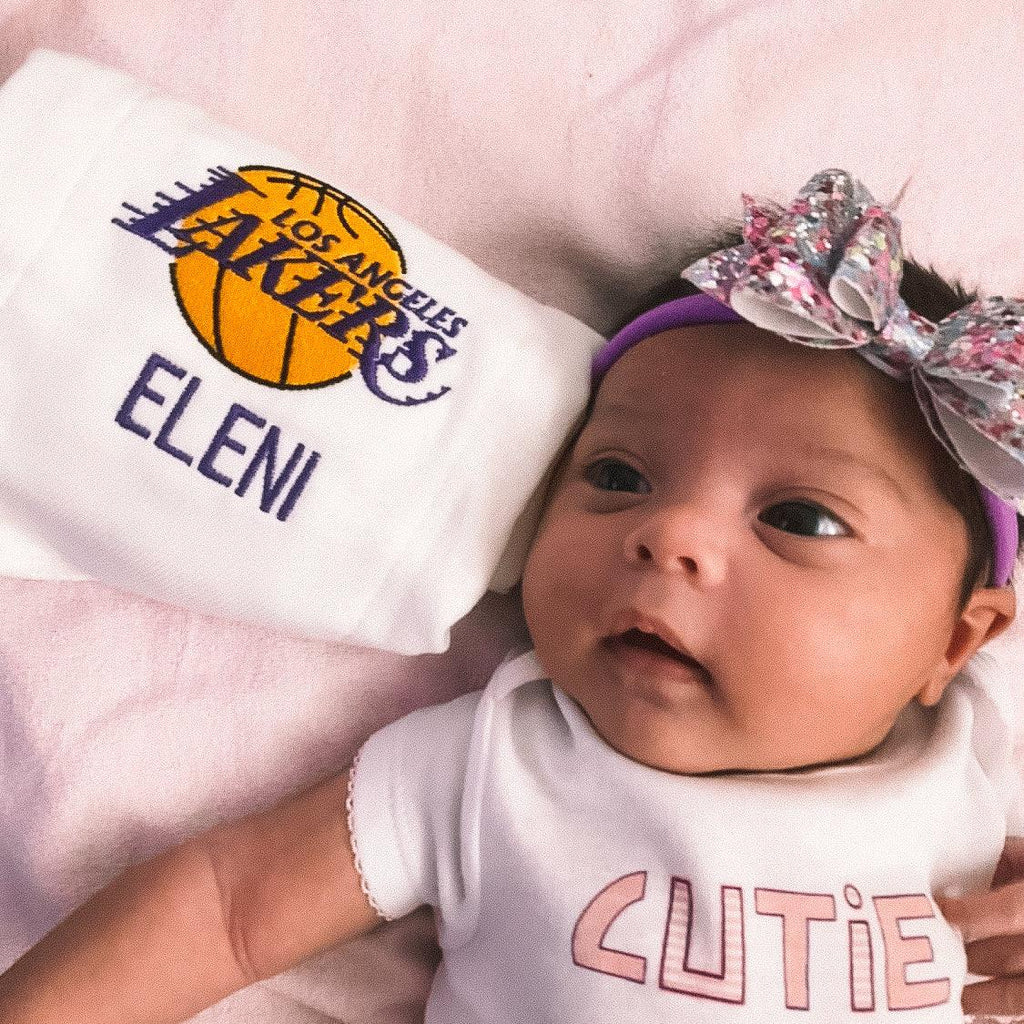 Personalized Los Angeles Lakers Burp Cloth - Designs by Chad & Jake