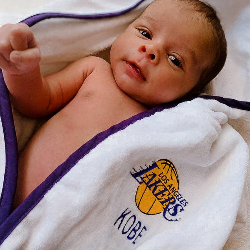 Infant Black Los Angeles Lakers Personalized Bodysuit