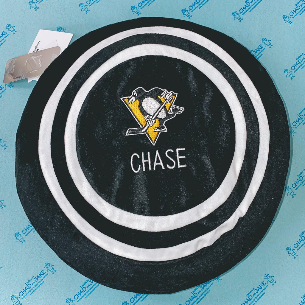 Personalized Pittsburgh Penguins Plush Hockey Puck - Designs by Chad & Jake