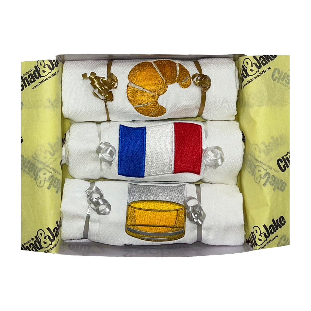 Personalized Emoji Burp Cloth - 3 Pack When in Paris Gift Box - Designs by Chad & Jake