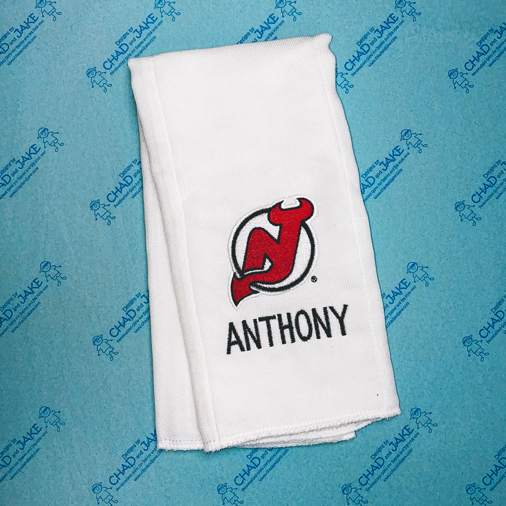 Personalized New Jersey Devils Burp Cloth - Designs by Chad & Jake