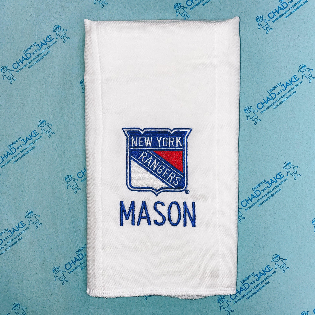 Personalized New York Rangers Burp Cloth - Designs by Chad & Jake