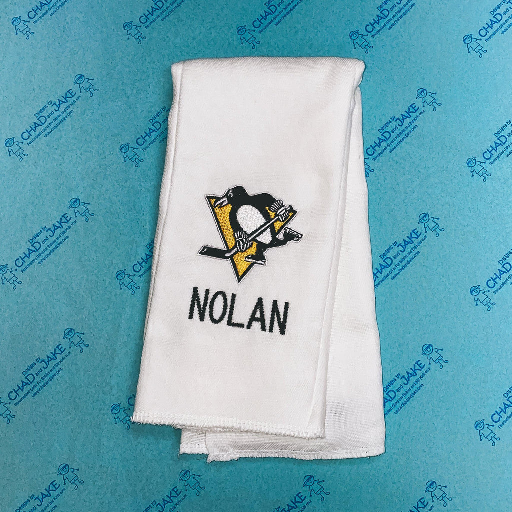 Personalized Pittsburgh Penguins Burp Cloth - Designs by Chad & Jake