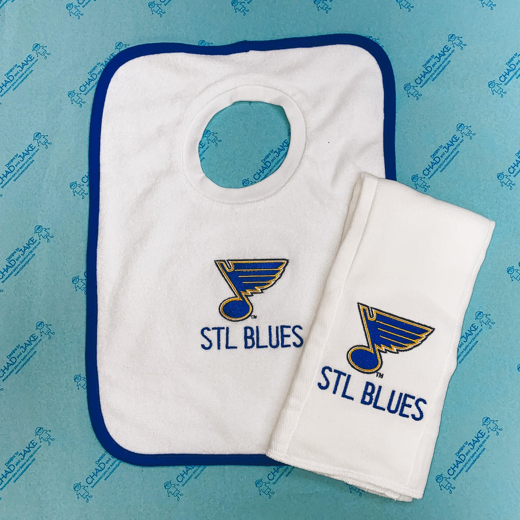 Personalized St.Louis Blues Bib & Burp Cloth Set - Designs by Chad & Jake