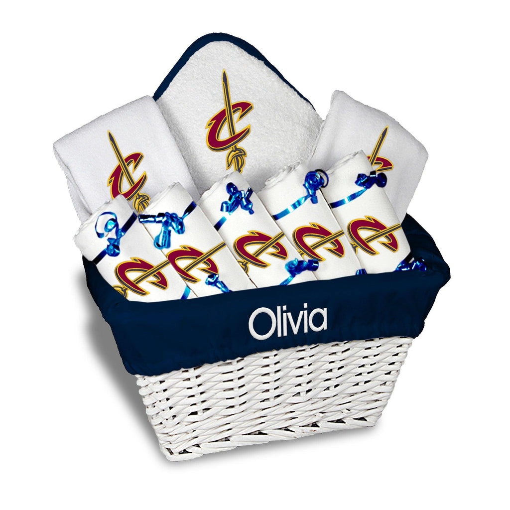 Personalized Cleveland Cavaliers Large Basket - 9 Items - Designs by Chad & Jake