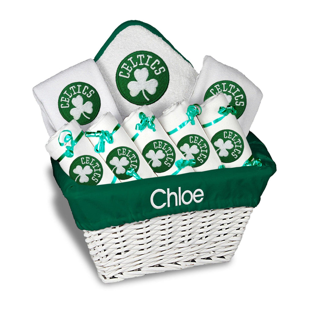 Personalized Personalized Boston Celtics Clover Large Basket - 9 Items - Designs by Chad & Jake