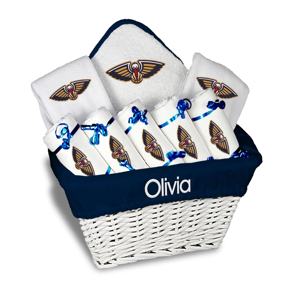 Personalized New Orleans Pelicans Large Basket - 9 Items - Designs by Chad & Jake
