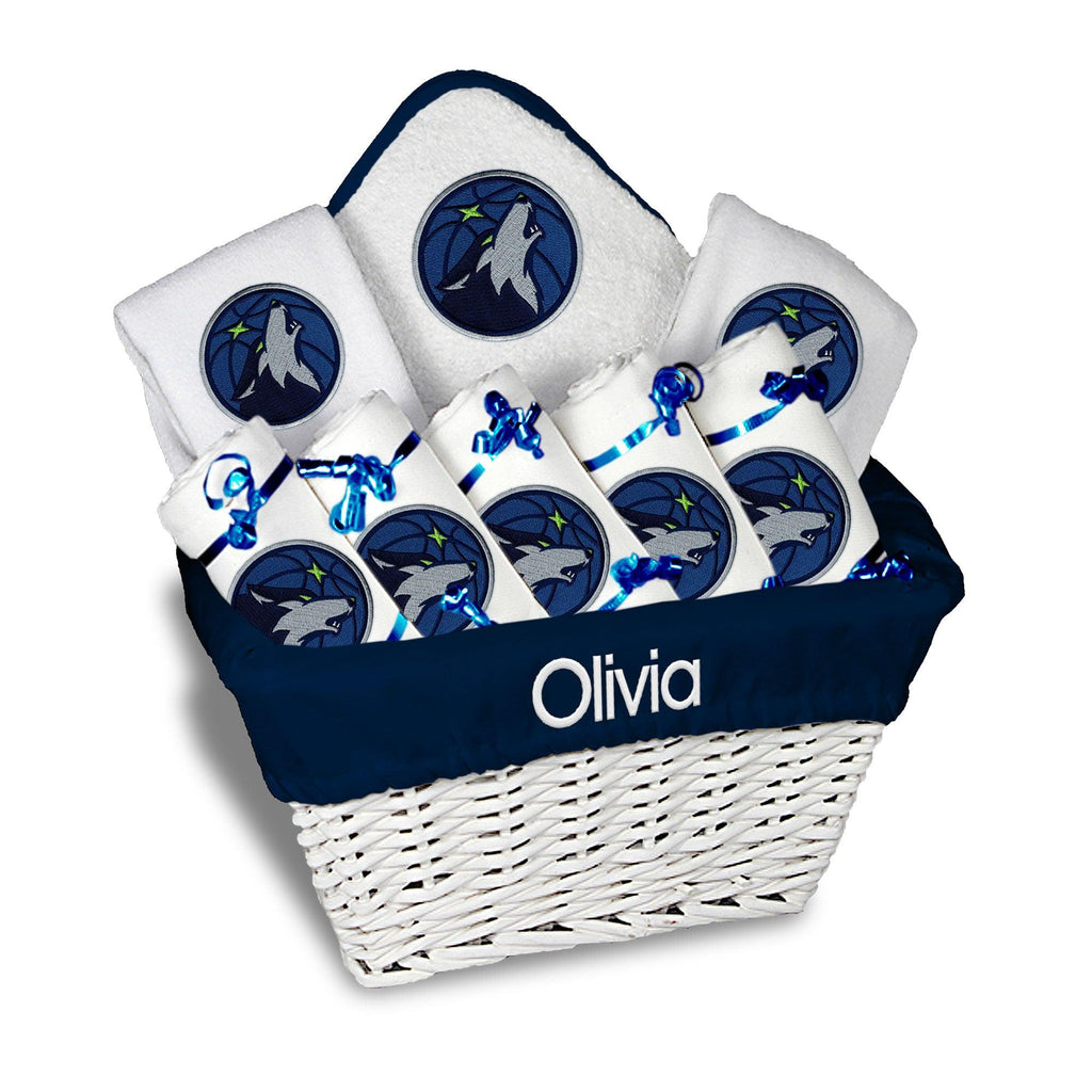 Personalized Minnesota Timberwolves Large Basket - 9 Items - Designs by Chad & Jake
