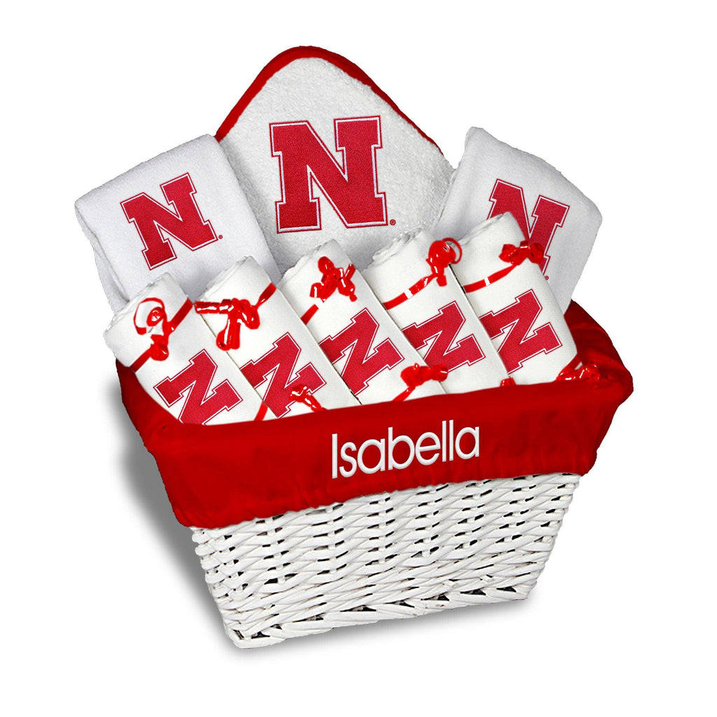 Personalized Nebraska Cornhuskers Large Basket - 9 Items - Designs by Chad & Jake
