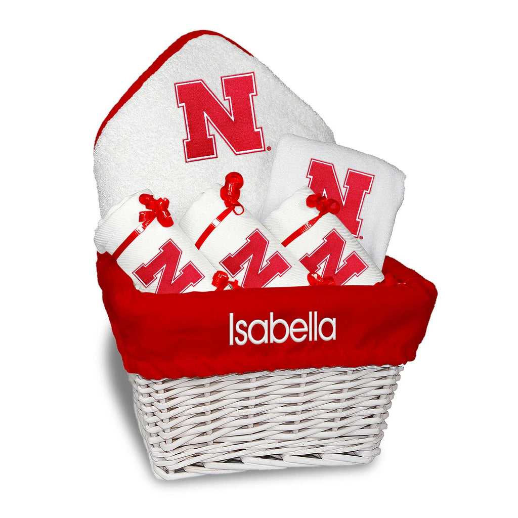 Personalized Nebraska Cornhuskers Medium Basket - 6 Items - Designs by Chad & Jake