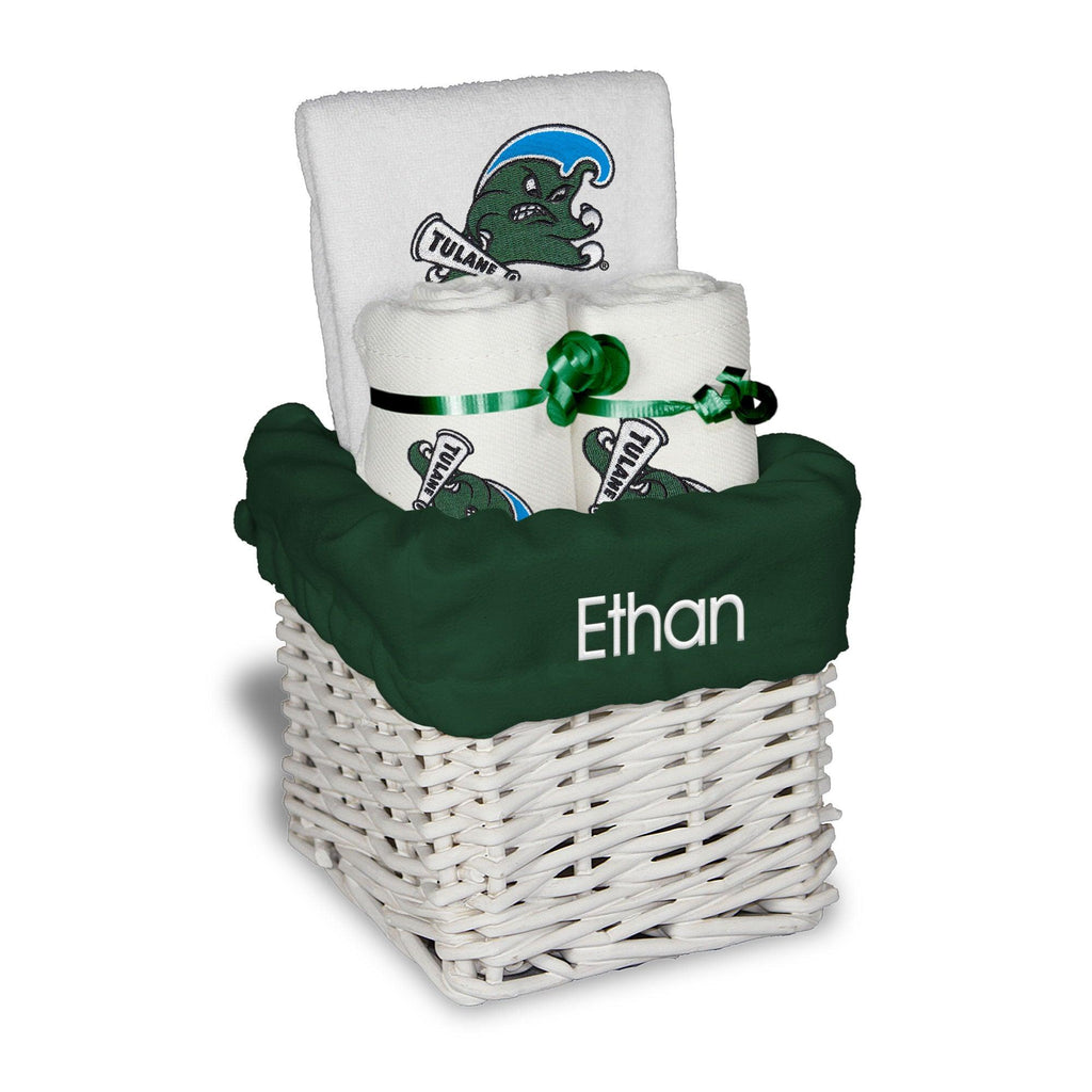 Personalized Tulane Green Wave Small Basket - 4 Items - Designs by Chad & Jake