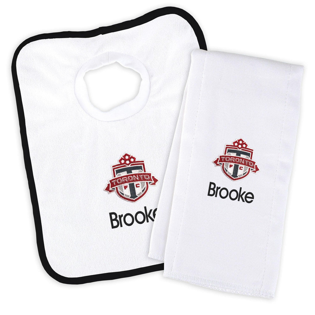 Personalized Toronto FC Bib and Burp Cloth Set - Designs by Chad & Jake