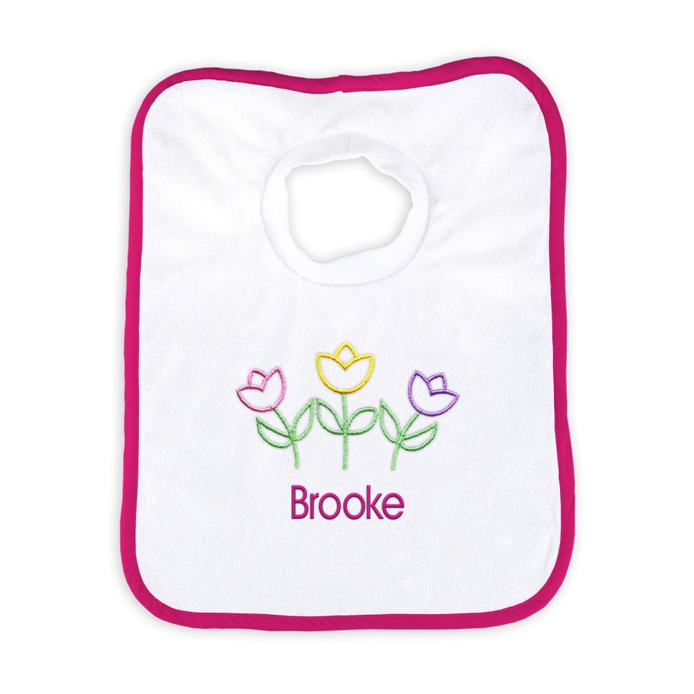 Personalized Basic Bib with Three Tulips - Designs by Chad & Jake