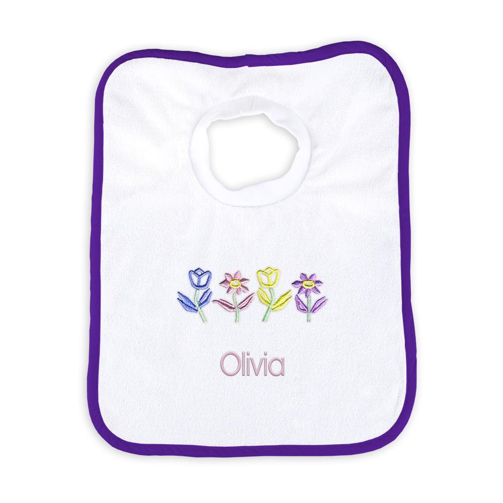 Personalized Bib with Flowers - Designs by Chad & Jake