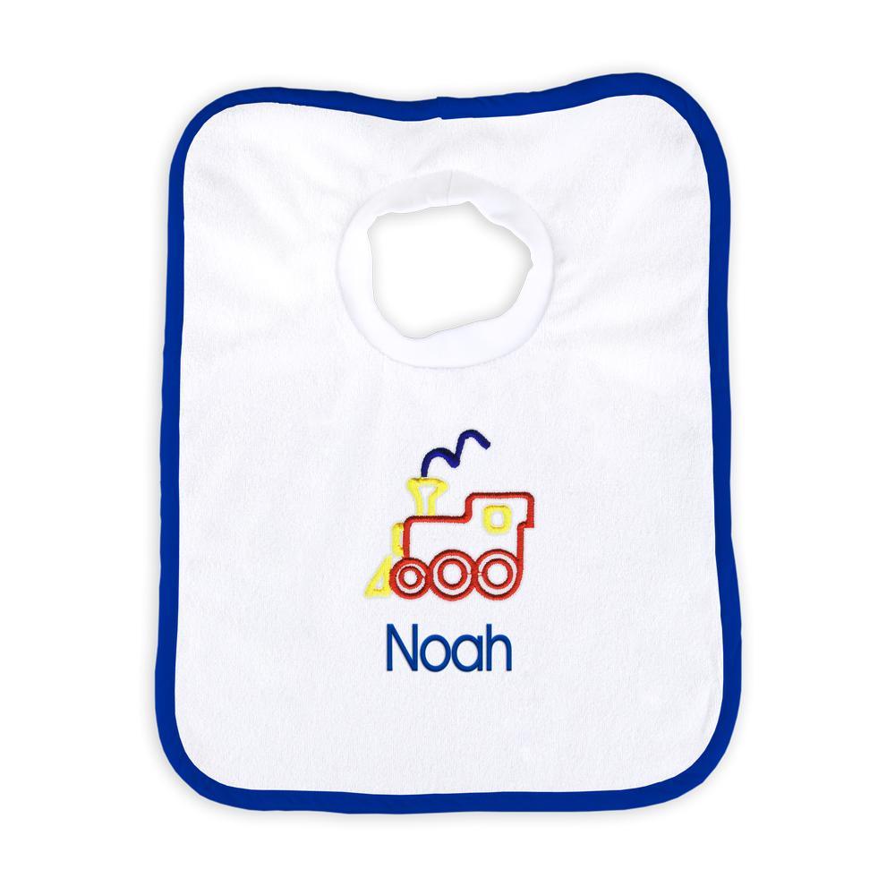 Personalized Basic Bib with Train - Designs by Chad & Jake