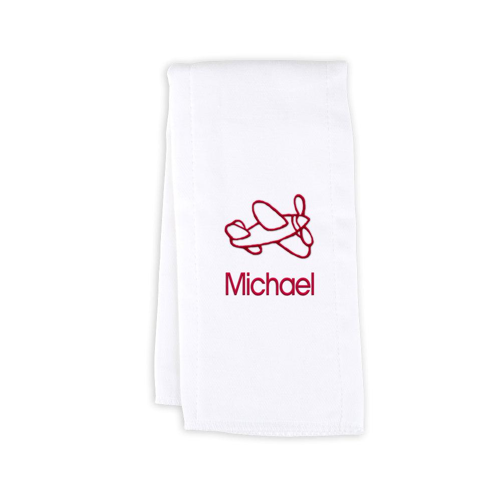 Personalized Burp Cloth with Airplane - Designs by Chad & Jake