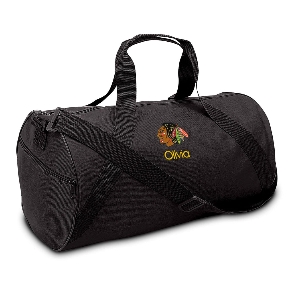 Personalized Chicago Blackhawks Duffel Bag - Designs by Chad & Jake