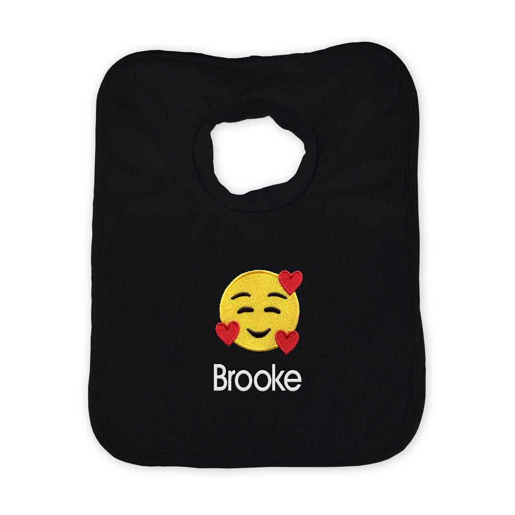 Personalized Smiling Hearts Emoji Bib - Designs by Chad & Jake