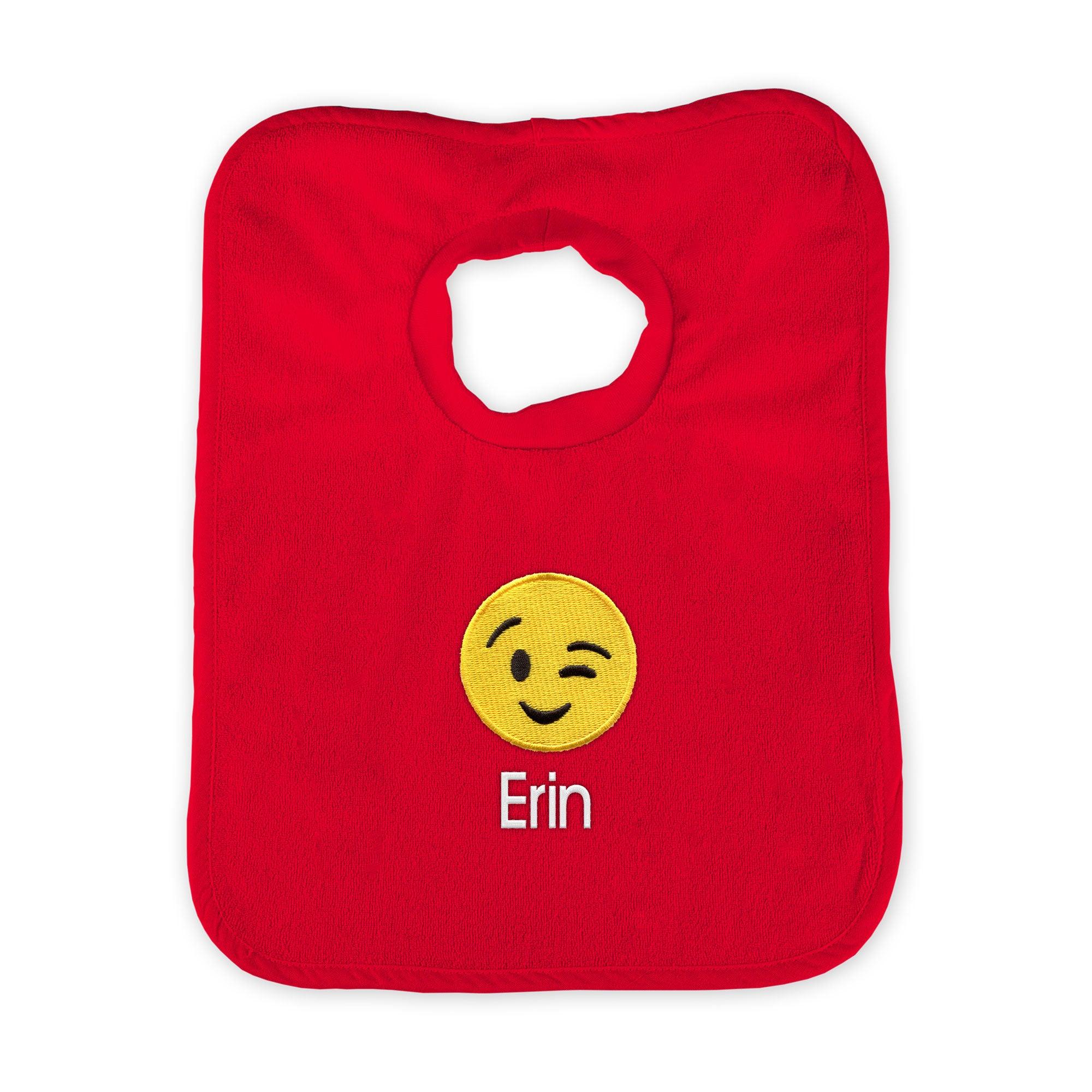 Personalized Winking Face Emoji Bib – Designs by Chad & Jake