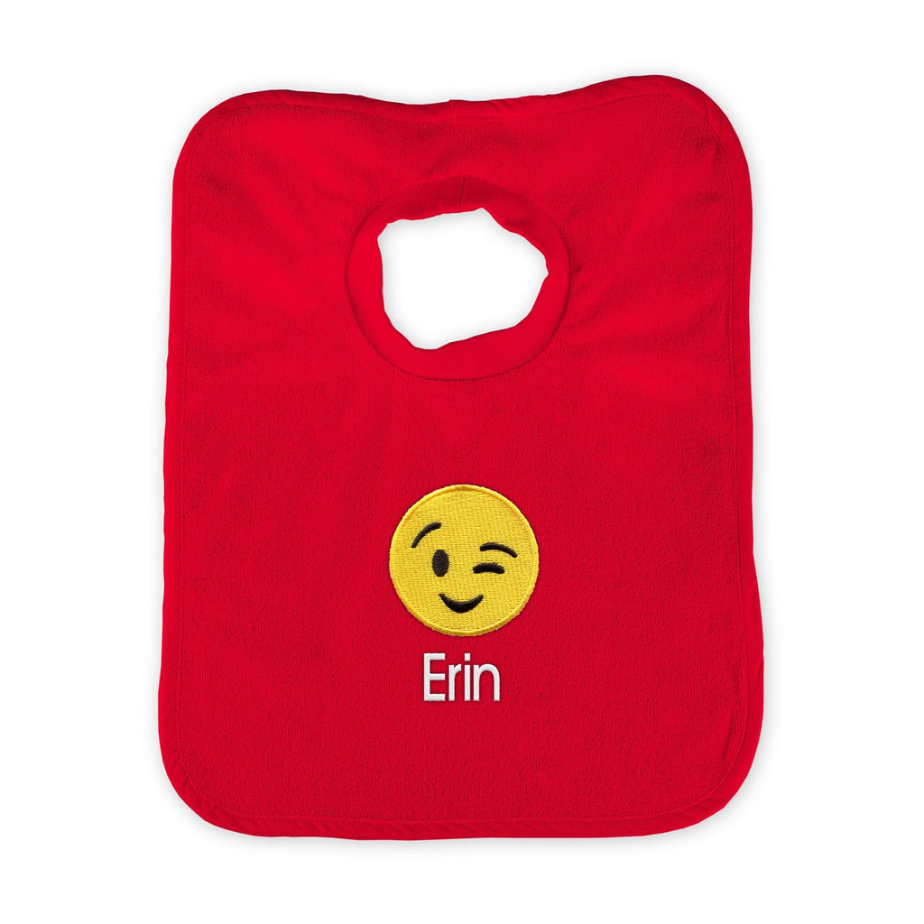 Personalized Winking Face Emoji Bib - Designs by Chad & Jake