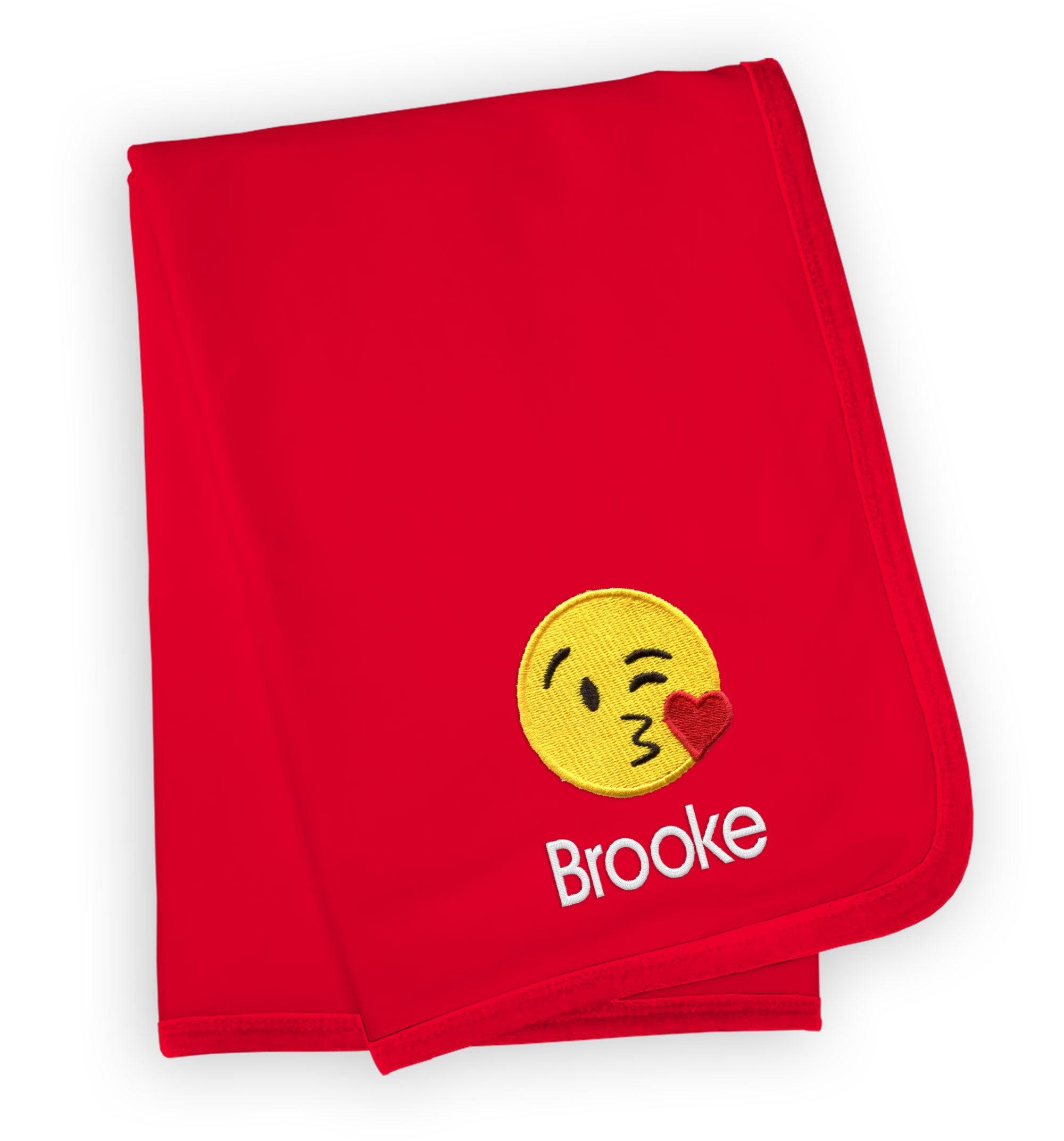 Personalized Blowing Kiss Emoji Blanket – Designs by Chad & Jake