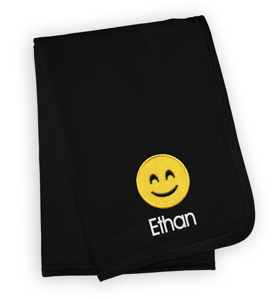 Personalized Smiling Face Smiling Eyes Emoji Blanket - Designs by Chad & Jake