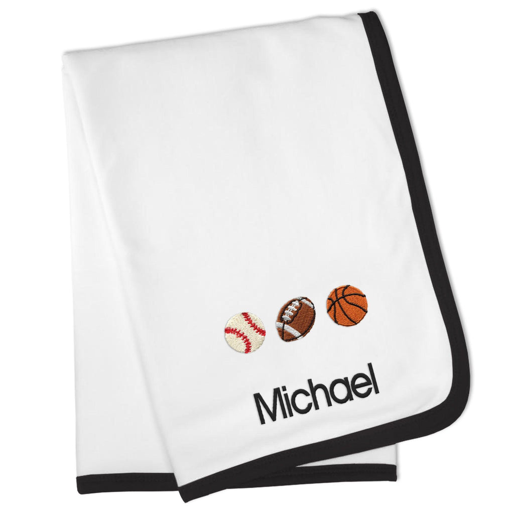 Personalized 3 Sports Balls Emoji Blanket - Designs by Chad & Jake