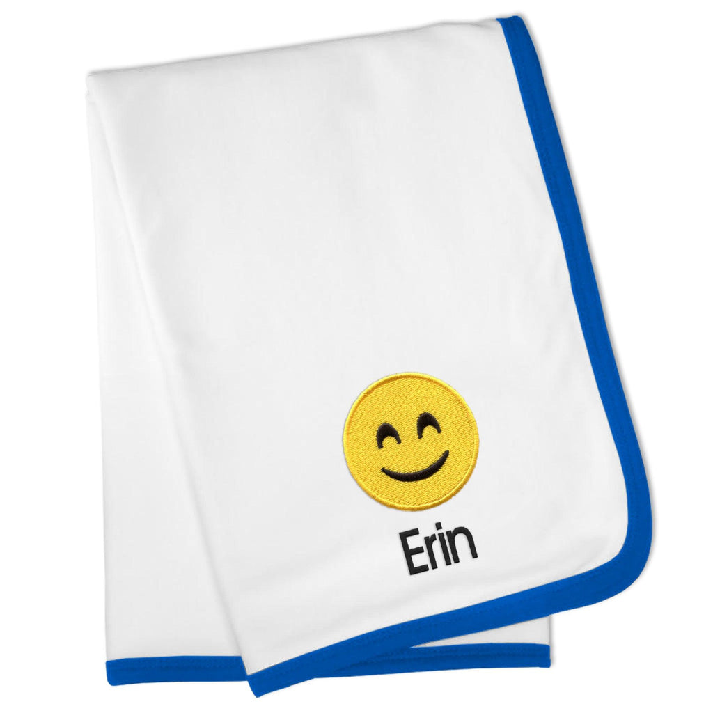 Personalized Smiling Face Smiling Eyes Emoji Blanket - Designs by Chad & Jake